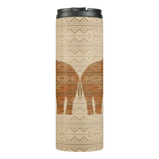 Elephant Tribal Kunstontwerp Thermosbeker (Achterkant)