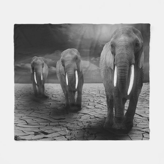 Elephant Trio Fleece Blanket Deken (Voorkant (Horizontaal))