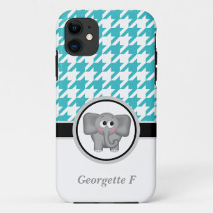 Elephant Turquoise White Houndstooth iPhone 5 Hoes