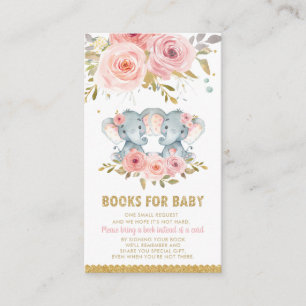 Elephant Twin Girls Baby shower brengt boek mee Informatiekaartje