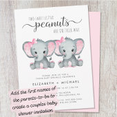 Elephant Twin Girls Baby Sprinkle Kaart