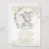 Elephant Twinkle Little Star Greenery Baby shower Kaart (Voorkant)