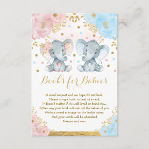 Elephant Twins Blue Pink Floral Books voor baby's Informatiekaartje