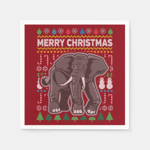 Elephant Ugly KerstSweater Wildlife Series Servetten