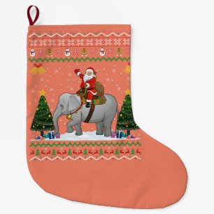 Elephant Ugly Xmas Gift Santa Riding Elephant Xmas Grote Kerstsok