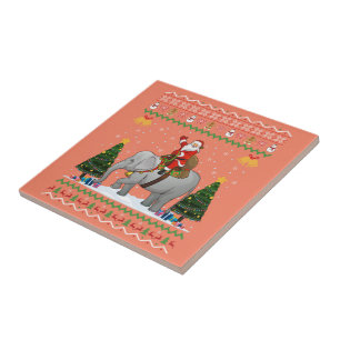 Elephant Ugly Xmas Gift Santa Riding Elephant Xmas Tegeltje