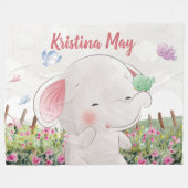 Elephant van de kind met vogelspoeling fleece deken (Voorkant (Horizontaal))