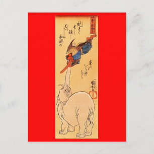 Elephant vangt een vliegende Tengu. Circa 1800 Briefkaart