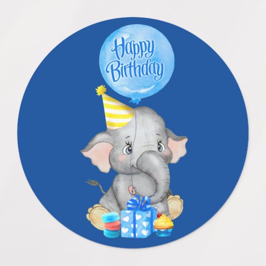 Elephant-verjaardag Labels (Design 2)