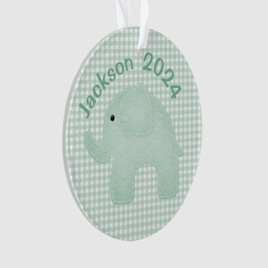 Eléphant Vert Plaid En vichy Nursery Personnalisé (devant)