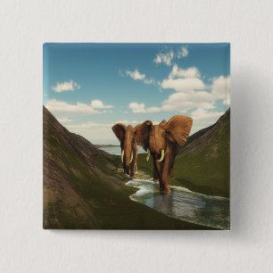 Elephant Vierkante Button 5,1 Cm