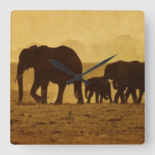 Elephant Vierkante Klok (Voorkant)