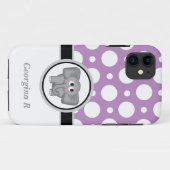Eléphant violet & blanc Polka Dot iPhone 5 Coque (Dos (Horizontal))