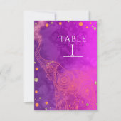 Eléphant violet rose orange & or Numéro de table (Devant)