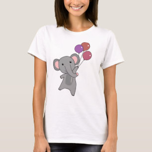Elephant vliegt met ballonnen zoete dieren kinder t-shirt
