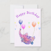 Eléphant volant avec ballons amusant carte d'anniv (Dos)