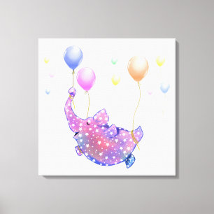 Eléphant Volant avec Ballons Drôle toile Impressio