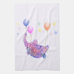 Eléphant Volant Serviette de cuisine Ballons color