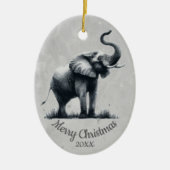 Elephant voor aangepaste kerstkerstWaterverf Keramisch Ornament (Voorkant)