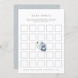 Elephant w butterfly baby shower bingo kaart