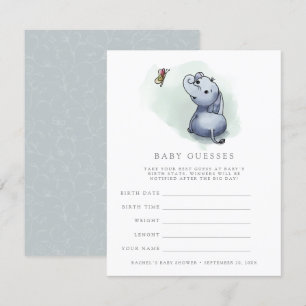 Elephant w butterfly baby shower gaming game kaart