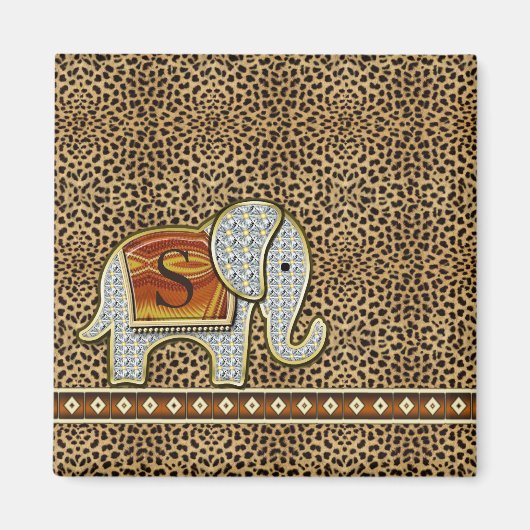 Elephant Walk Monogram Cheetah ID390 Magneet (Voorkant)