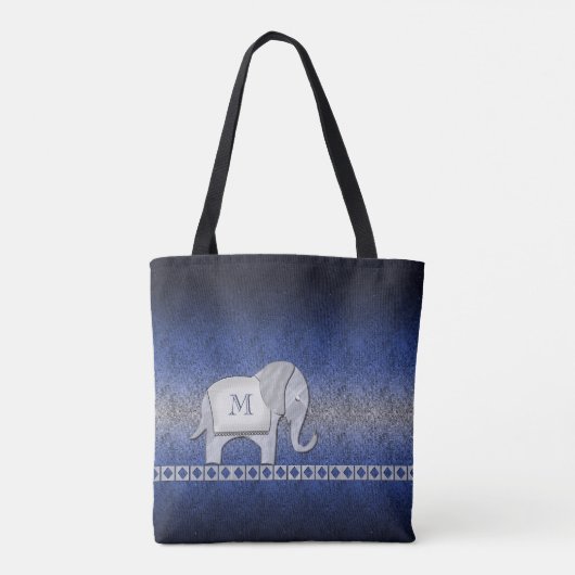 Elephant Walk Monogram Silver/Blue ID390 Tote Bag (Achterkant)