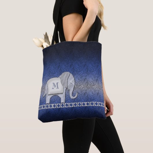 Elephant Walk Monogram Silver/Blue ID390 Tote Bag (Dichtbij)