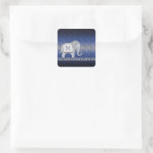 Elephant Walk Monogram Silver/Blue ID390 Vierkante Sticker (Tas)