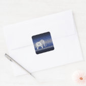 Elephant Walk Monogram Silver/Blue ID390 Vierkante Sticker (Envelop)