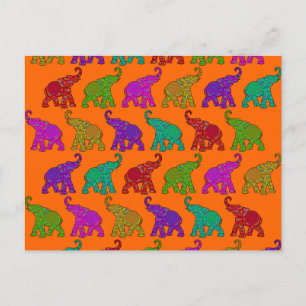 Elephant Walk Patroon tegels design Briefkaart