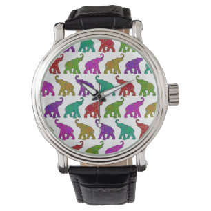Elephant Walk Patroon tegels design Horloge