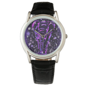 Elephant Watch Paars Pink Sterrennacht Horloge