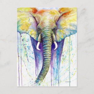 Elephant waterverf art. briefkaart