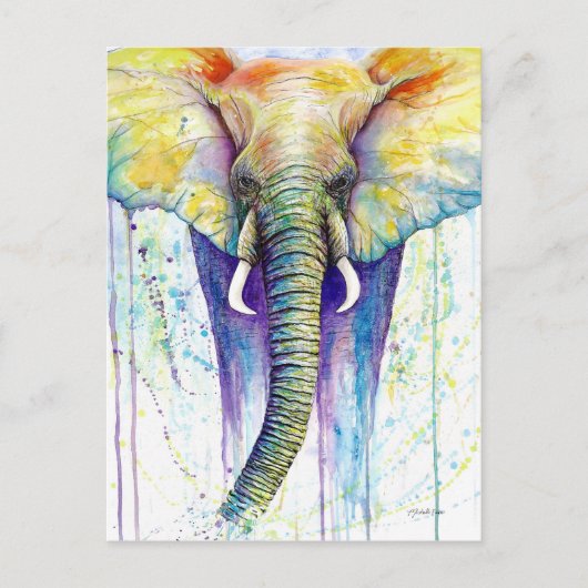 Elephant waterverf art. briefkaart (Voorkant)