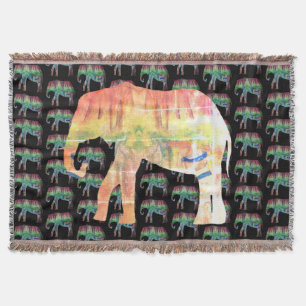 Elephant Waterverf Art Deken
