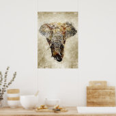 Elephant  Waterverf Art Poster (Keuken)