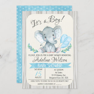 Elephant Waterverf Baby shower Invitation Kaart