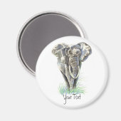 Elephant - Waterverf dierlijk Collectie Magneet (Voorkant / Achterkant)