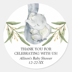 Elephant waterverf greenery green gold favoriet ronde sticker