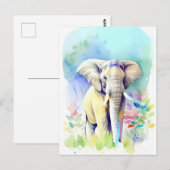 Elephant Waterverf Portret 4 Briefkaart (Voorkant / Achterkant)