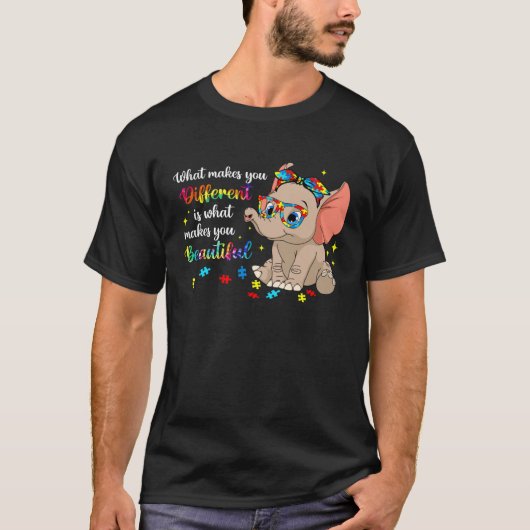 Elephant What Makes You Different Autism Awareness T-shirt (Voorkant)