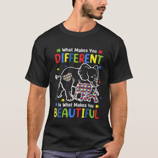 Elephant What Makes You Different Autism Awareness T-shirt (Voorkant)
