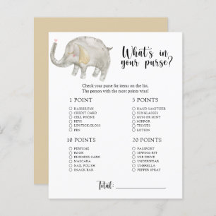 Elephant - Whats in je paarse baby shower game
