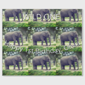 Elephant Wild One Birthday Pattern Art Cadeaupapier (Vlak)