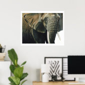 "Elephant Wildlife Animal Waterverf" Poster (Thuiskantoor)