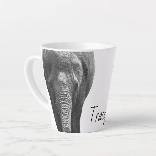 Elephant Wildlife Art Persoonlijke naam Dier Latte Mok (Linkerhoek)