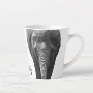 Elephant Wildlife Art Persoonlijke naam Dier Latte Mok