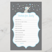 Elephant Wishes for Baby Kaart, Baby shower Game