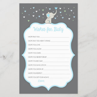 Elephant Wishes for Baby Kaart, Baby shower Game Flyer